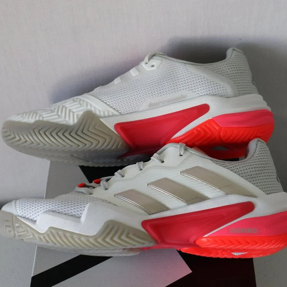 Adidas Barricade 13 Cloud White / Champagne Met. / Lucid Red Tennis Women Size 9